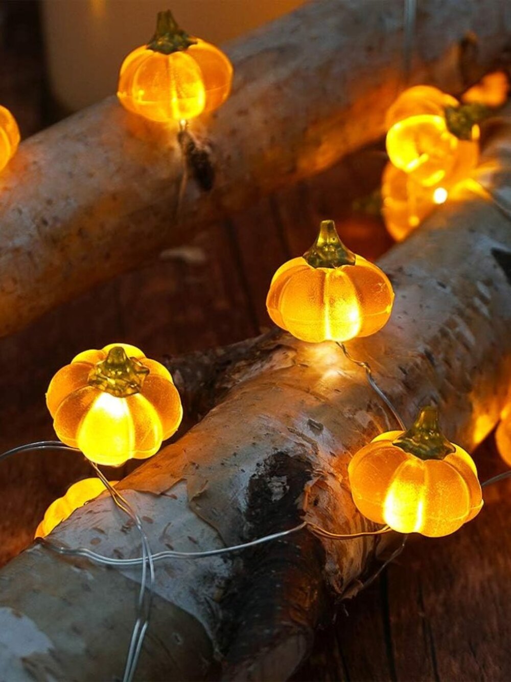 Pumpkin Lights String 3D Jack-o-Lantern with Remote Timer